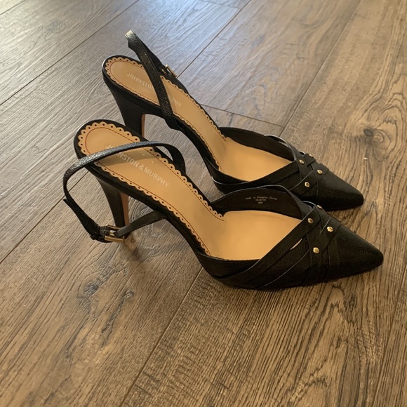 Johnston & Murphy Black Leather Slingback Heel Sz 9.5 - Picture 3 of 10
